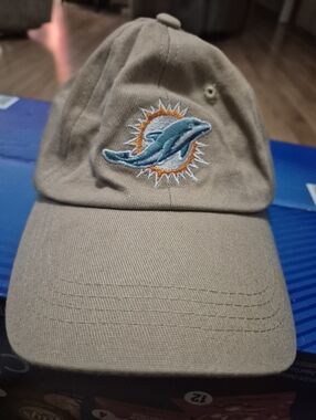 Miami Dolphins Khaki Baseball Cap with Dolphin Logo